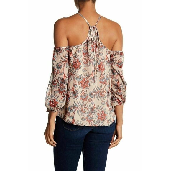 BB DAKOTA Women Beige Briella Floral Halter Top XS - Picture 4 of 7